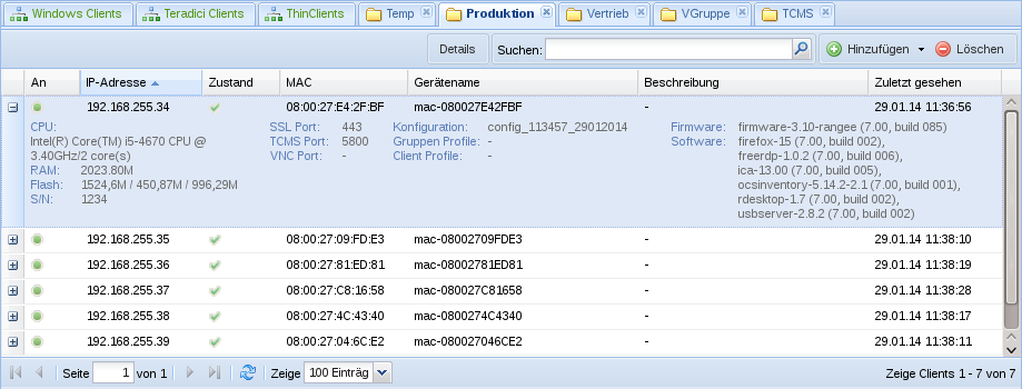 Erweiterte Informationen zu den Clients