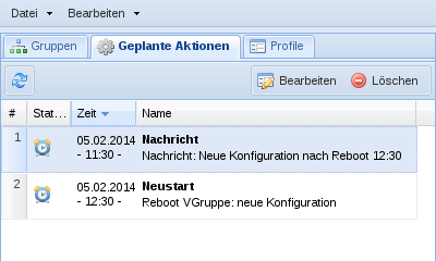 Geplante Aktionen verwalten