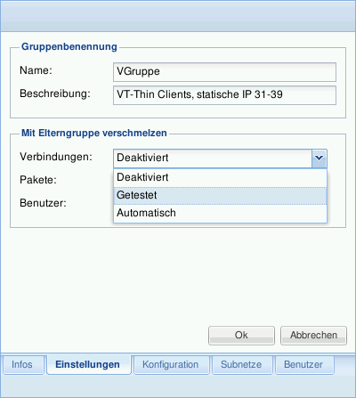 Gruppeninformationen -> Einstellungen