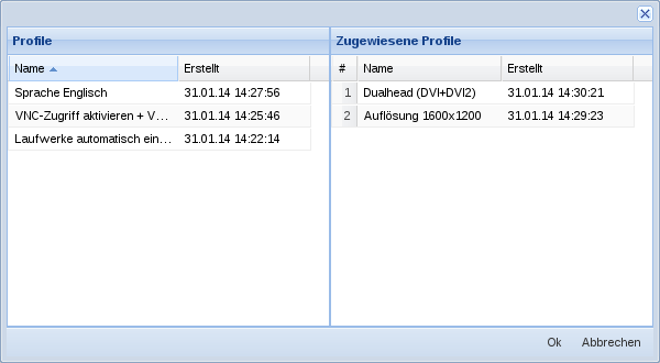 Profile zuweisen und Reihenfolge festlgen per Drag & Drop