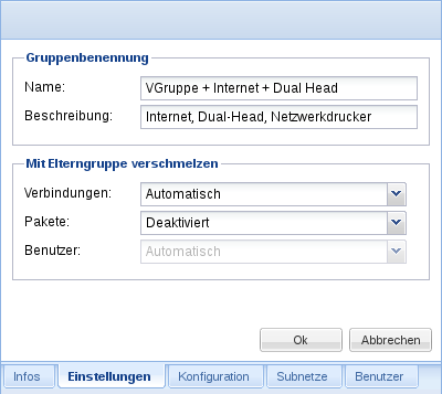 Verschmelzung aktivieren unter Gruppeninformationen -> Einstellungen