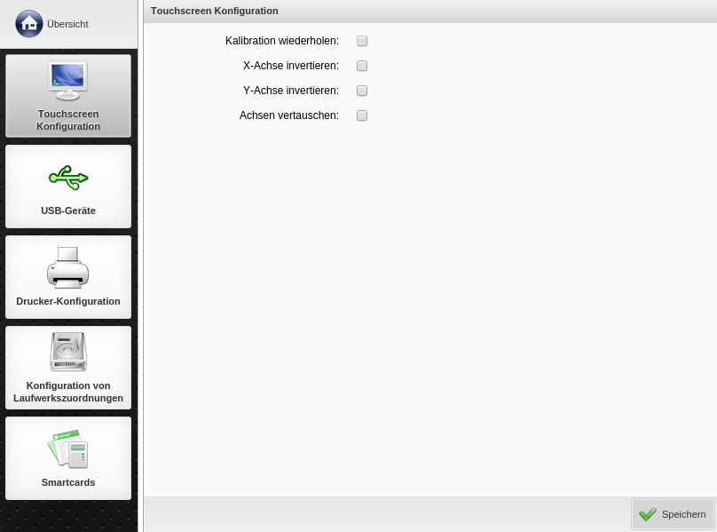 Kommbox - Peripherie -> Touchscreen Konfigurieren